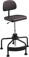 Safco - 17 to 35" High Industrial Chair - 25" Wide x 24" Deep, Polyurethane Seat, Black - Industrial Tool & Supply