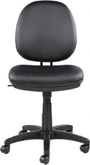 ALERA - 18-3/4 to 23-1/2" High Task Chair - 19" Wide x 25-3/4" Deep, Leather Seat, Black - Industrial Tool & Supply