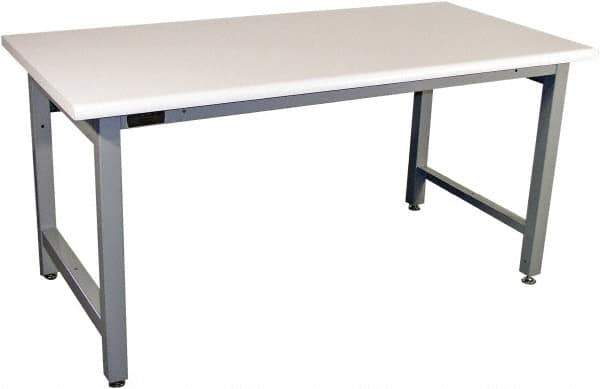 Proline - 60 Wide x 30" Deep x 36" High, Plastic Laminate Workbench - Adjustable Height Legs, Gray - Industrial Tool & Supply