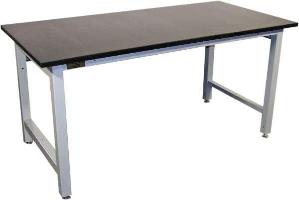 Proline - 60 Wide x 36" Deep x 36" High, Chem-Guard Workbench - Adjustable Height Legs, Gray - Industrial Tool & Supply