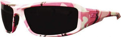 Edge Eyewear - Smoke Lenses, Framed Safety Glasses - Scratch Resistant, White, Pink, Black Nylon Frame, Size Universal, Wrap Around - Industrial Tool & Supply