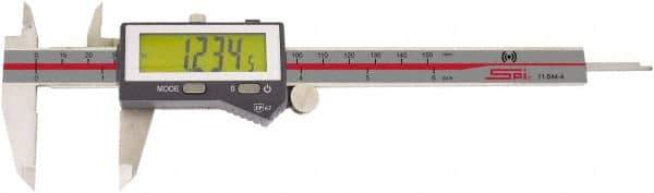 SPI - 0 to 6" Range 0.0005" Resolution, IP67 Electronic Caliper - Stainless Steel with 1.57" Stainless Steel Jaws, 0.001" Accuracy, Wireless Output - Industrial Tool & Supply
