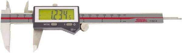 SPI - 0 to 6" Range 0.0005" Resolution, IP67 Electronic Caliper - Stainless Steel with 1.57" Stainless Steel Jaws, 0.001" Accuracy - Industrial Tool & Supply