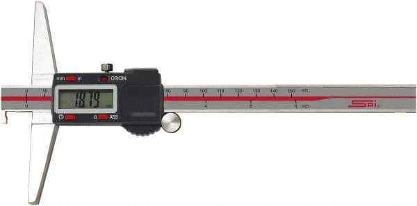 SPI - 0" to 12" Electronic Depth Gage - 0.0015" Accuracy, 0.0005" Resolution, 6" Base Length - Industrial Tool & Supply