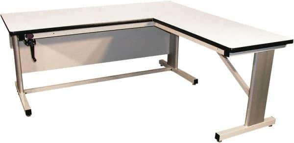 Proline - 72 Wide x 72" Deep x 42" High, Plastic Laminate Workbench - Adjustable Height Legs, Beige - Industrial Tool & Supply