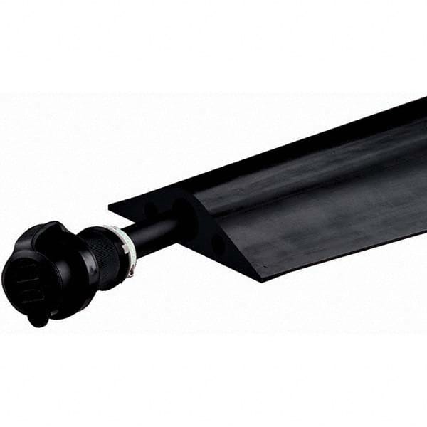 Checkers - 3 Channel 5" Long, 3/4" Max Compatible Cable Diam, Black Rubber On Floor Cable Covers - Industrial Tool & Supply