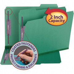 SMEAD - 11-3/4 x 9-1/2", Letter Size, Green, File Folders with Top Tab - 23 Point Stock, Assorted Tab Cut Location - Industrial Tool & Supply