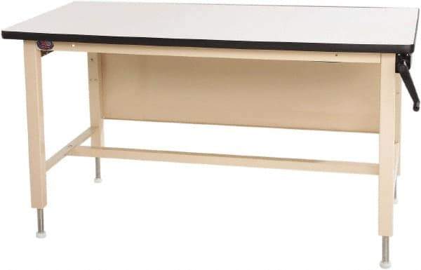 Proline - 72 Wide x 30" Deep x 42" High, Plastic Laminate Workbench - Adjustable Height Legs, Beige - Industrial Tool & Supply