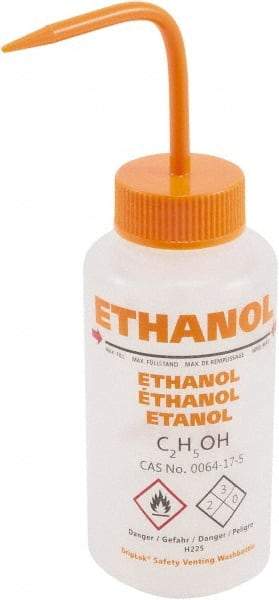 Dynalon Labware - 500 mL Safety Wash Bottle - Polyethylene, Translucent, 6-1/2" High x 3" Diam, 50mm Cap - Industrial Tool & Supply