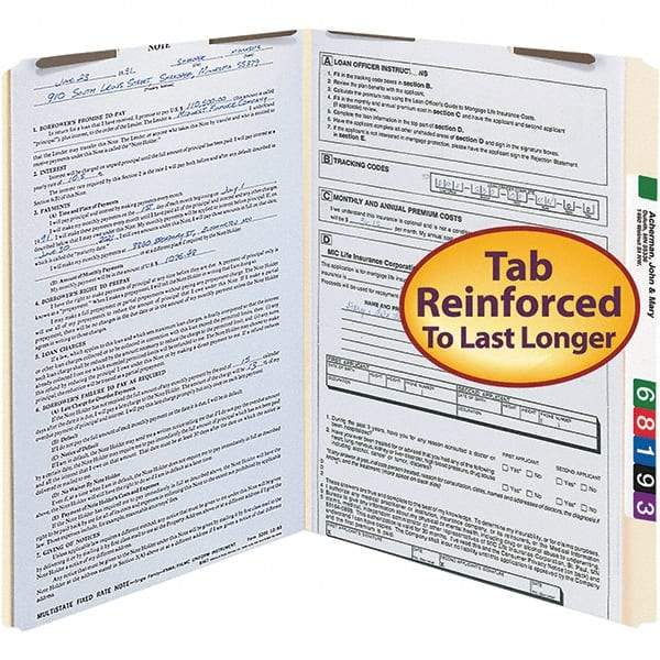 SMEAD - 14-5/8 x 9-1/2", Legal, Manila, File Folders with Top Tab - 11 Point Stock, Straight Tab Cut Location - Industrial Tool & Supply