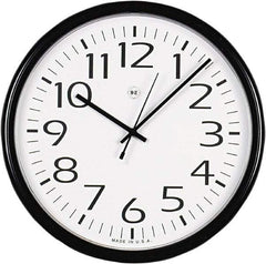 UNIVERSAL - 12 Inch Diameter, White Face, Dial Wall Clock - Analog Display, Black Case, Runs on AA Battery - Industrial Tool & Supply