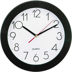 UNIVERSAL - 7-3/4 Inch Diameter, White Face, Dial Wall Clock - Analog Display, Black Case, Runs on AA Battery - Industrial Tool & Supply