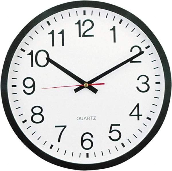 UNIVERSAL - 11-1/2 Inch Diameter, White Face, Dial Wall Clock - Analog Display, Black Case, Runs on AA Battery - Industrial Tool & Supply