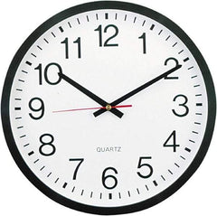 UNIVERSAL - 11-1/2 Inch Diameter, White Face, Dial Wall Clock - Analog Display, Black Case, Runs on AA Battery - Industrial Tool & Supply