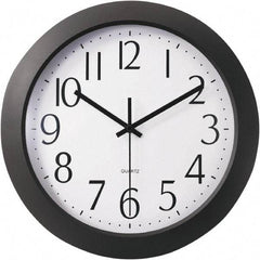 Universal One - 9-1/2 Inch Diameter, White Face, Dial Wall Clock - Analog Display, Black Case, Runs on AA Battery - Industrial Tool & Supply