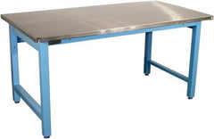 Proline - 60 Wide x 30" Deep x 36" High, Stainless Steel Workbench - Adjustable Height Legs, Blue - Industrial Tool & Supply