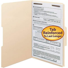 SMEAD - 14-5/8 x 9-1/2", Legal, Manila, File Folders with Top Tab - 11 Point Stock, Assorted Tab Cut Location - Industrial Tool & Supply