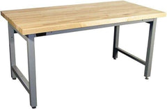 Proline - 72 Wide x 30" Deep x 36" High, Butcher Block Maple Workbench - Adjustable Height Legs, Gray - Industrial Tool & Supply