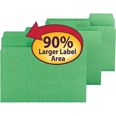 SMEAD - 11-5/8 x 9-1/2", Letter Size, Green, File Folders with Top Tab - 11 Point Stock, Assorted Tab Cut Location - Industrial Tool & Supply