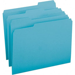 SMEAD - 11-5/8 x 9-1/2", Letter Size, Teal, File Folders with Top Tab - 11 Point Stock, Assorted Tab Cut Location - Industrial Tool & Supply