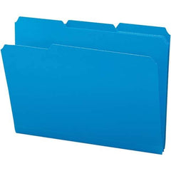 SMEAD - 11-5/8 x 9-1/2", Letter Size, Blue, File Folders with Top Tab - Assorted Tab Cut Location - Industrial Tool & Supply