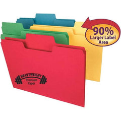 SMEAD - 11-5/8 x 9-1/2", Letter Size, Assorted Colors, File Folders with Top Tab - 14 Point Stock, Assorted Tab Cut Location - Industrial Tool & Supply
