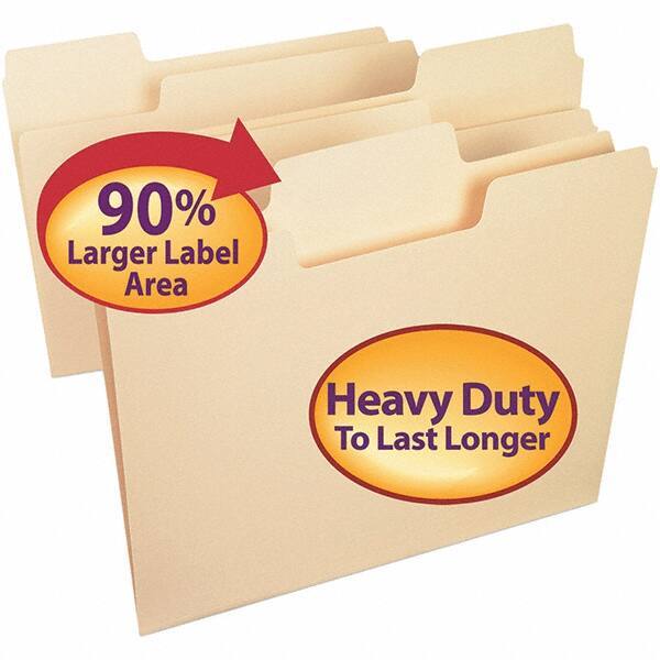 SMEAD - 11-5/8 x 9-1/2", Letter Size, Manila, File Folders with Top Tab - 14 Point Stock, Assorted Tab Cut Location - Industrial Tool & Supply