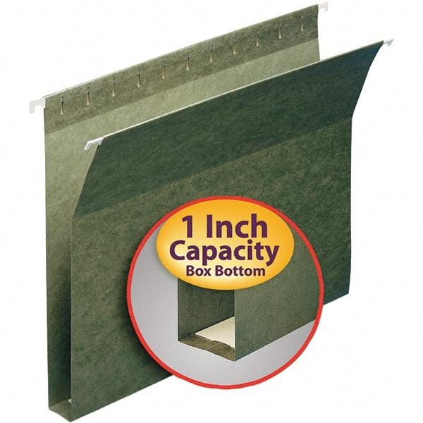 SMEAD - 12-1/4 x 9-1/2", Letter Size, Standard Green, Hanging File Folders with Box Bottom - 11 Point Stock - Industrial Tool & Supply