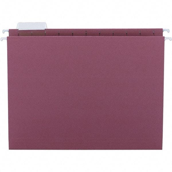 SMEAD - 12-1/4 x 9-1/2", Letter Size, Maroon, Hanging File Folder - 11 Point Stock, 1/5 Tab Cut Location - Industrial Tool & Supply