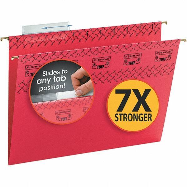 SMEAD - 12-1/4 x 9-1/2", Letter Size, Red, Hanging File Folder - 11 Point Stock, 1/3 Tab Cut Location - Industrial Tool & Supply