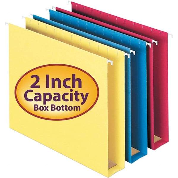 SMEAD - 12-1/4 x 9-1/2", Letter Size, Assorted Colors, Hanging File Folders with Box Bottom - 11 Point Stock, 1/5 Tab Cut Location - Industrial Tool & Supply