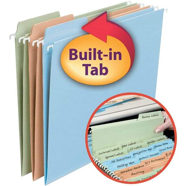 SMEAD - 12-1/4 x 9-1/2", Letter Size, Assorted Colors, Hanging File Folder - 11 Point Stock, 1/3 Tab Cut Location - Industrial Tool & Supply
