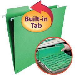 SMEAD - 12-1/4 x 9-1/2", Letter Size, Green, Hanging File Folder - 11 Point Stock, 1/3 Tab Cut Location - Industrial Tool & Supply