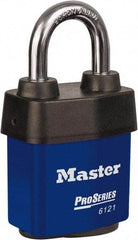 Master Lock - 1-1/8" Shackle Clearance, Keyed Different Padlock - 5/16" Shackle Diam, Laminated Steel - Industrial Tool & Supply