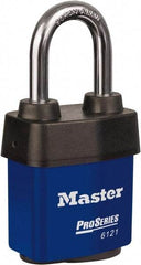 Master Lock - 1-1/2" Shackle Clearance, Keyed Different Padlock - 5/16" Shackle Diam, Laminated Steel - Industrial Tool & Supply