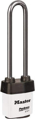 Master Lock - 5-5/8" Shackle Clearance, Keyed Different Padlock - 5/16" Shackle Diam, Laminated Steel - Industrial Tool & Supply