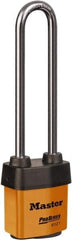 Master Lock - 5-5/8" Shackle Clearance, Keyed Different Padlock - 5/16" Shackle Diam, Laminated Steel - Industrial Tool & Supply