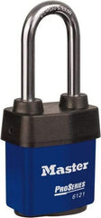 Master Lock - 5-5/8" Shackle Clearance, Keyed Different Padlock - 5/16" Shackle Diam, Laminated Steel - Industrial Tool & Supply