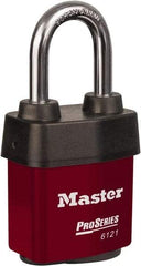 Master Lock - 1-1/2" Shackle Clearance, Keyed Different Padlock - 5/16" Shackle Diam, Laminated Steel - Industrial Tool & Supply