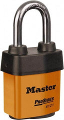 Master Lock - 1-1/2" Shackle Clearance, Keyed Different Padlock - 5/16" Shackle Diam, Laminated Steel - Industrial Tool & Supply
