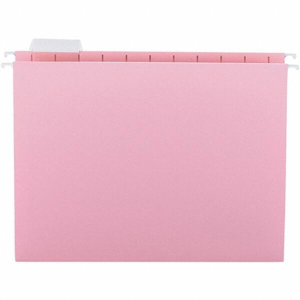 SMEAD - 12-1/4 x 9-1/2", Letter Size, Pink, Hanging File Folder - 11 Point Stock, 1/5 Tab Cut Location - Industrial Tool & Supply