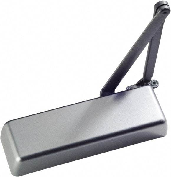 Ability One - 12" Closer Body Length, Institutional Grade 1 Door Closer Manual Damper - Aluminum Finish, Non-Handed - Industrial Tool & Supply