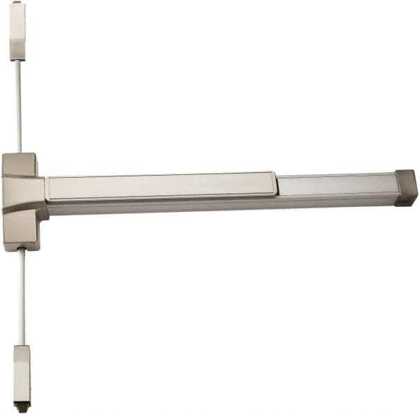 Ability One - Fire Rated, Nonhanded, Heavy Duty Vertical Rod - Satin Stainless Steel Finish - Industrial Tool & Supply