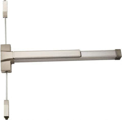 Ability One - Fire Rated, Nonhanded, Heavy Duty Vertical Rod - Satin Stainless Steel Finish - Industrial Tool & Supply