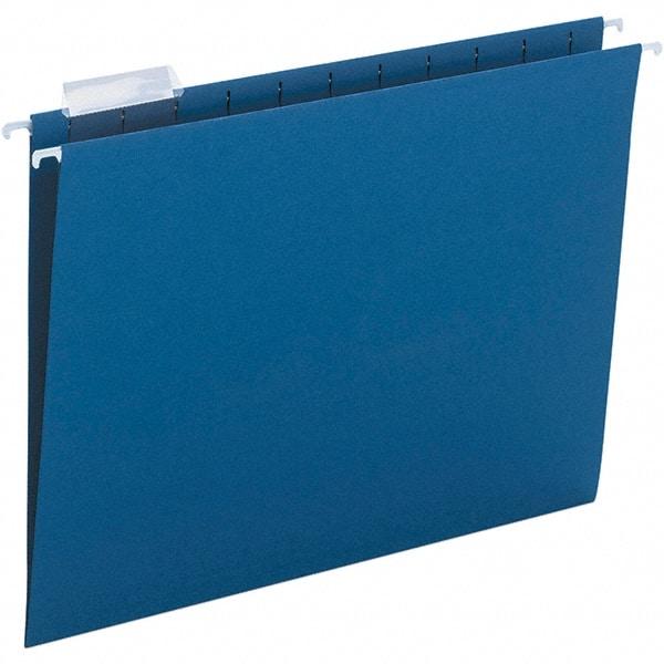 SMEAD - 12-1/4 x 9-1/2", Letter Size, Navy, Hanging File Folder - 11 Point Stock, 1/5 Tab Cut Location - Industrial Tool & Supply