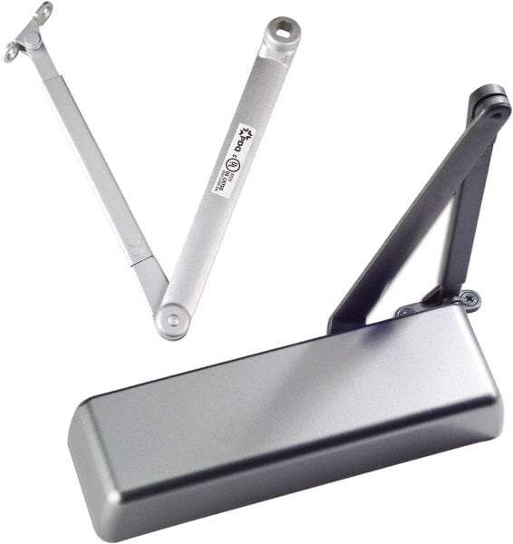 Ability One - 12" Closer Body Length, Institutional Grade 1 Door Closer Manual Damper - Aluminum Finish, Non-Handed - Industrial Tool & Supply