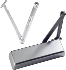 Ability One - 12" Closer Body Length, Institutional Grade 1 Door Closer Manual Damper - Aluminum Finish, Non-Handed - Industrial Tool & Supply