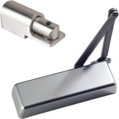 Ability One - 12" Closer Body Length, Commercial Grade 1 Door Closer Manual Damper - Aluminum Finish, Non-Handed - Industrial Tool & Supply