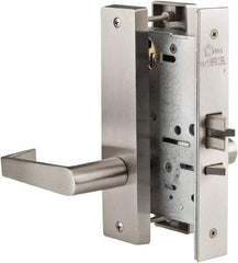 Ability One - 1-3/4 to 2-1/4" Door Thickness, Satin Stainless Steel Office Knob Lockset - 2-3/4" Back Set, Stainless Steel - Industrial Tool & Supply