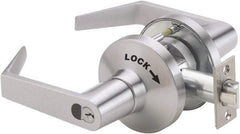 Ability One - Grade 1 Vestibule/Classroom/Security Lever Lockset - 2-3/4" Back Set, Zinc, Satin Chrome Finish - Industrial Tool & Supply